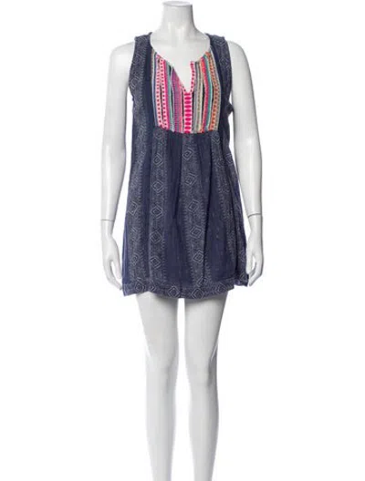 Pre-owned Letarte Printed Mini Dress In Blue