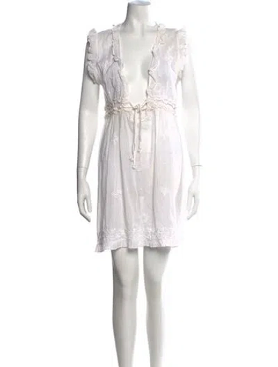 Pre-owned Letarte Printed Mini Dress In White