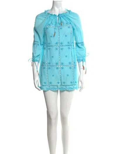 Pre-owned Letarte Scoop Neck Mini Dress In Blue