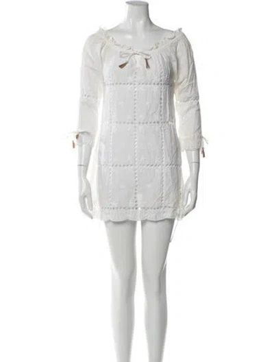 Pre-owned Letarte Scoop Neck Mini Dress In White