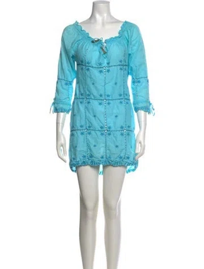 Pre-owned Letarte Square Neckline Mini Dress In Blue
