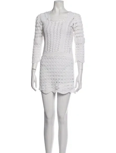 Pre-owned Letarte Square Neckline Mini Dress In White