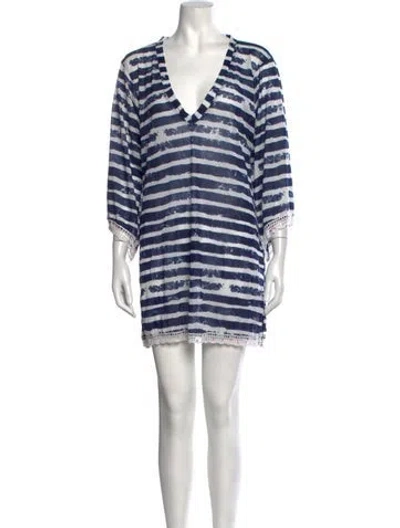 Pre-owned Letarte Striped Mini Dress In Blue