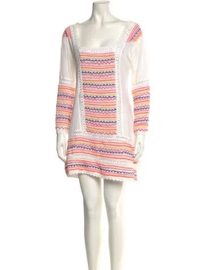 Pre-owned Letarte Striped Mini Dress In White