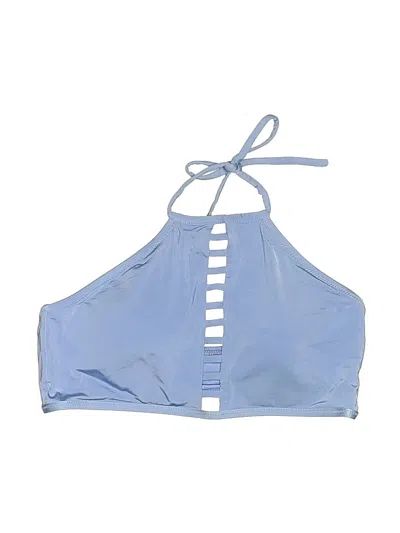 Pre-owned Letarte Swimsuit Top Blue Solid Pattern Swimwear