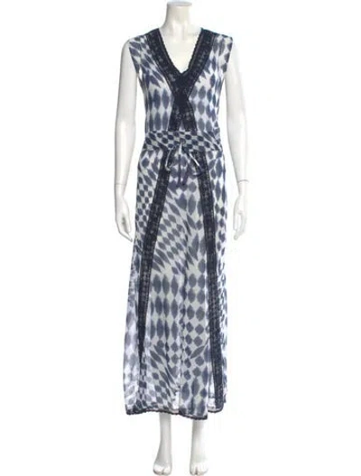 Pre-owned Letarte Tie-dye Print Long Dress In Blue