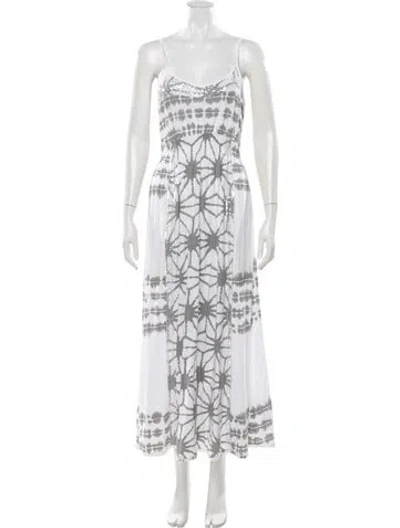 Pre-owned Letarte Tie-dye Print Long Dress In White