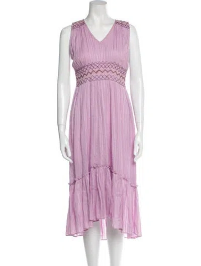 Pre-owned Letarte V-neck Long Dress In Purple