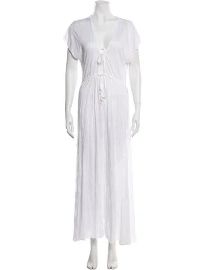 Pre-owned Letarte V-neck Long Dress In White