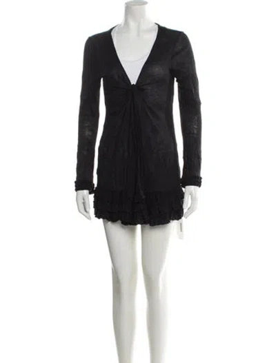 Pre-owned Letarte V-neck Mini Dress In Black