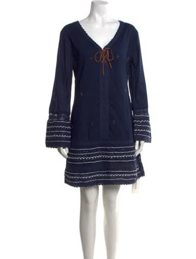 Pre-owned Letarte V-neck Mini Dress In Blue