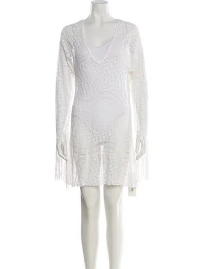 Pre-owned Letarte V-neck Mini Dress In White
