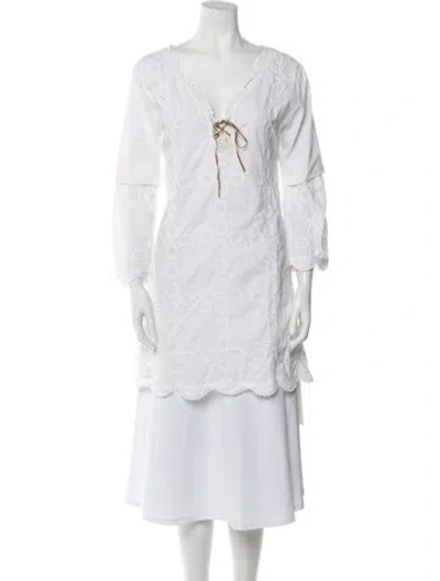 Pre-owned Letarte V-neck Mini Dress In White