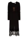 Lethicia Bronstein Adelia Lace-insert Midi Dress In Black