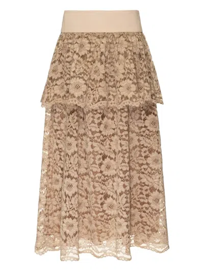 Lethicia Bronstein Analu Layered Lace Skirt In Neutral