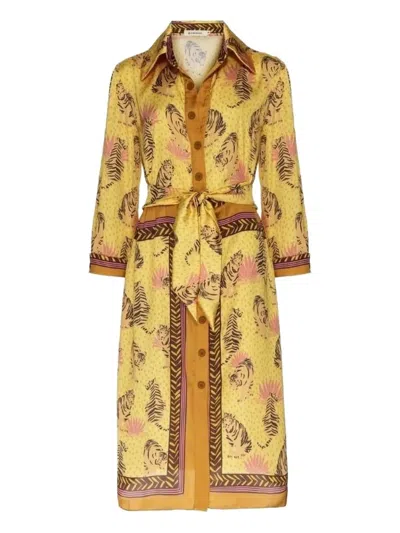Lethicia Bronstein Angélica Tiger-print Belted Shirtdress In Multi