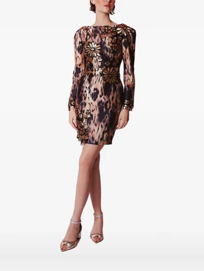 Lethicia Bronstein Animal-print Sequin-embellished Dress In Multi