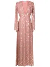 Lethicia Bronstein Atala Embroidered Silk Gown In Pink