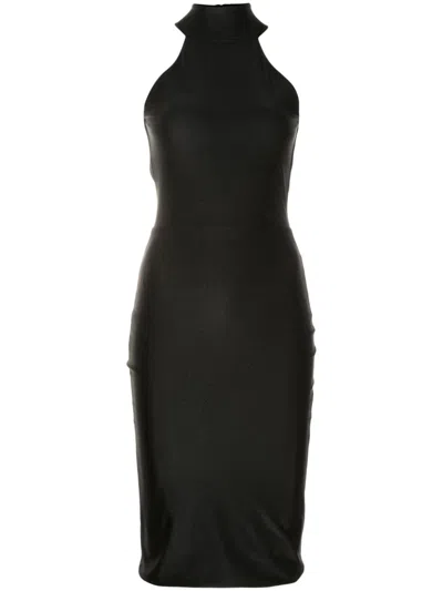 Lethicia Bronstein Audrey High-neck Midi Dress In Black