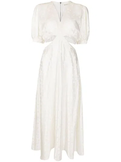 Lethicia Bronstein Betina Polka-dot Jacquard Dress In White