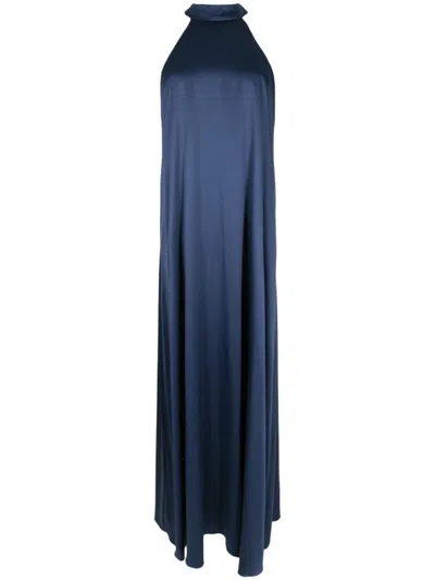 Lethicia Bronstein Bly Halterneck Maxi Dress In Blue