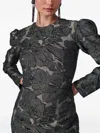 Lethicia Bronstein Camile Puff-sleeve Floral-pattern Dress In Gray