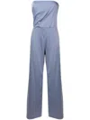 Lethicia Bronstein Crepe Bandeau-style Jumpsuit In Blue