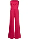 Lethicia Bronstein Crepe Bandeau-style Jumpsuit In Red