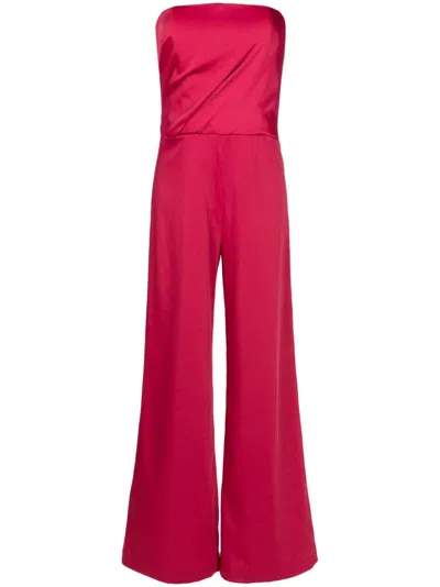 Lethicia Bronstein Crepe Bandeau-style Jumpsuit In Red