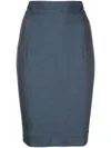 Lethicia Bronstein Elizabeth Pencil Midi Skirt In Blue