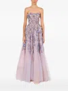 Lethicia Bronstein Floral-appliqué Strapless Gown In Multi