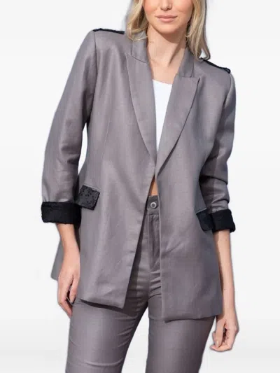 Lethicia Bronstein Hepburn Cotton Blazer In Gray