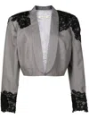 Lethicia Bronstein Hepburn Lace-detail Linen Blazer In Grey
