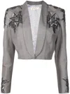 Lethicia Bronstein Hepburn Star-appliqué Linen Blazer In Grey