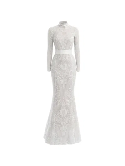 Lethicia Bronstein High-neck Long-sleeve Dress In White