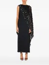 Lethicia Bronstein Íris Faux-pearl-embellished Cape Dress In Black