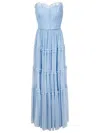 Lethicia Bronstein Isabela Strapless Tulle Gown In Blue