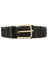 LETHICIA BRONSTEIN LACE-OVERLAY LEATHER BELT