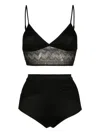 Lethicia Bronstein Lace-panel Lingerie Set (set Of Two) In Black
