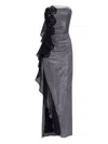 LETHICIA BRONSTEIN LUREX STRAPLESS GOWN