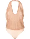 Lethicia Bronstein Mariah Pleated Bodysuit In Brown