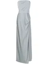 Lethicia Bronstein Mica Draped-back Gown In Blue