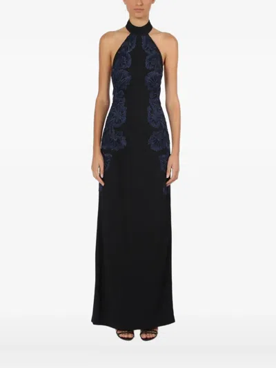 Lethicia Bronstein Minerva Floral-embroidered Dress In Blue