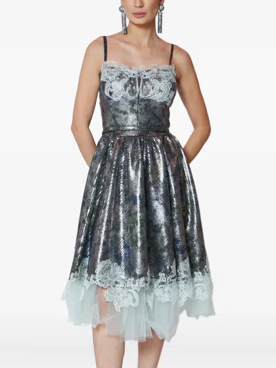 Lethicia Bronstein Mônica Sequinned Lace Dress In Blue