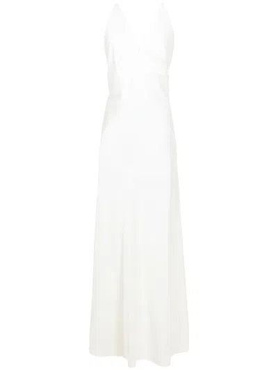 Lethicia Bronstein Open-back Satin Maxi Dress In White