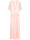 Lethicia Bronstein Pavo Lace-panel Maxi Dress In Pink