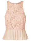 Lethicia Bronstein Ruffle Sleeveless Lace Top In White