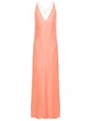 Lethicia Bronstein Satin-finish Open-back Gown In Orange