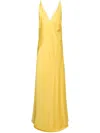 Lethicia Bronstein Satin-finish V-neck Dress In Yellow