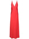Lethicia Bronstein Satin-finish V-neck Maxi Dress In Red